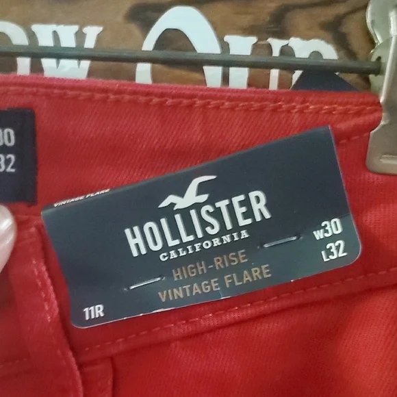 NWT Hollister Size 11R Red Flare Jeans - Picture 7 of 8